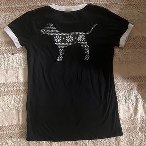 Victoria’s Secret Pink Christmas Dog Ringer Shirt